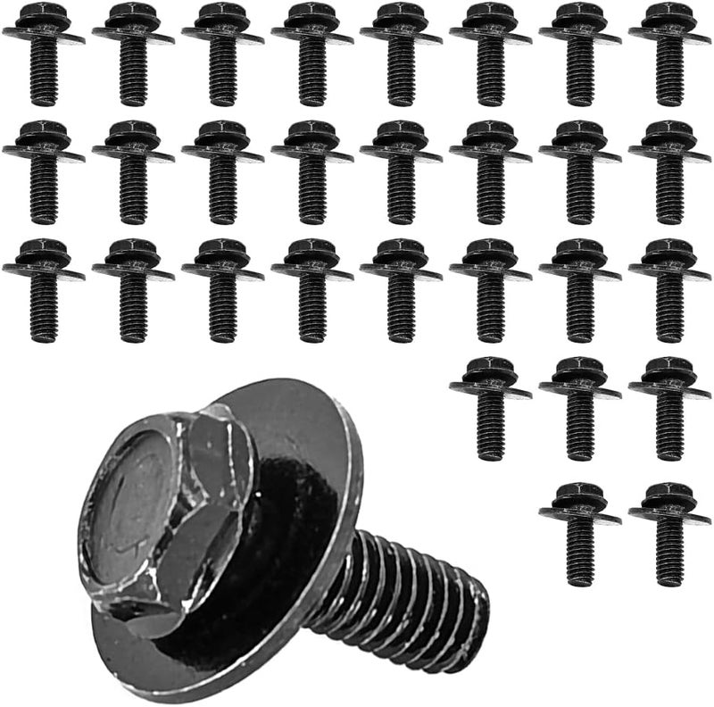 Mean Mug Auto 71315-122382A 30x M6 Bolts, 1.0 x 17mm Loose Washer Hex Head SEMS Body Bolts, Transmission Pan Bolts, Oil Pan Bolts with 18mm Washer, Replaces OEM 11508930, M6 Screws for Toyota, Subaru, Dodge & More - Image 1